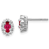 14k White Gold 2/3 ct tw Oval Ruby Halo Earrings with Diamonds