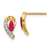 14k Yellow Gold 1/3 ct tw Marquise Ruby Earrings with Diamond Accents