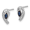 14k White Gold 1/3 ct tw Marquise Sapphire Earrings with Diamond Accents