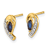 14k Yellow Gold 1/3 ct tw Marquise Sapphire Earrings with Diamond Accents