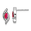 14k White Gold 1/3 ct tw Marquise-cut Ruby Earrings with Diamonds