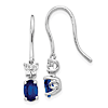 10k White Gold 1.3 ct Oval Sapphire Dangle Earrings with Diamonds