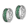 14k White Gold 1.3 ct tw Emerald Huggie Hoop Earrings with Diamonds