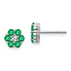 14k White Gold Floral 3/4 ct tw Emerald Earrings with Diamonds