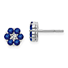 14k White Gold Floral 3/4 ct tw Blue Sapphire Earrings with Diamonds
