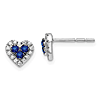 14k White Gold .22 ct tw Sapphire Heart Earrings with Diamond Accents