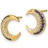 14k Yellow Gold Crescent Moon Sapphire and Diamond Earrings