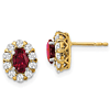 14k Yellow Gold 1 ct tw Oval Ruby Halo Earrings with Diamonds