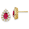 14k Yellow Gold 1 ct tw Pear Ruby and Diamond Halo Earrings