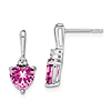 14k White Gold 2.2 ct tw Created Pink Sapphire and Diamond Earrings