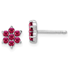 14k White Gold 1.1 ct tw Ruby Floral Post Earrings