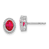 14k White Gold 1/2 ct tw Oval Ruby Earrings with Bead Border