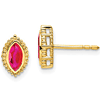14k Yellow Gold 1/2 ct tw Marquise-cut Ruby Earrings with Bead Border