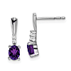 14k White Gold 0.7 ct tw Oval Amethyst And Diamond Earrings