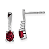 14k White Gold 1.0 ct tw Oval Created Ruby And Diamond Earrings