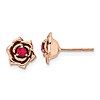 14k Rose Gold 1/6 ct tw Ruby Flower Earrings