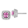14k White Gold 1.3 ct tw Created Pink Sapphire Earrings with Lab Grown Diamonds