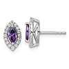 14k White Gold .4 ct tw Marquise-cut Amethyst Earrings with Lab Grown Diamonds