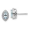 14k White Gold .4 ct tw Marquise-cut Aquamarine Earrings with Lab Grown Diamonds