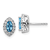 14k White Gold .6 ct tw Marquise-cut Blue  Topaz Earrings with Lab Grown Diamonds