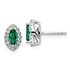 14k White Gold .6 ct tw Marquise-cut Created Emerald Earrings with Lab Grown Diamonds