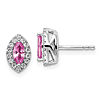 14k White Gold .7 ct tw Marquise-cut Created Pink Sapphire Earrings with Lab Grown Diamonds