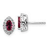 14k White Gold .7 ct tw Marquise-cut Created Ruby Earrings with Lab Grown Diamonds