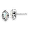 14k White Gold .5 ct tw Marquise-cut Created Opal Earrings with Lab Grown Diamonds
