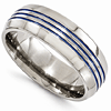 Edward Mirell Titanium 8mm Ring with Three Blue Grooves