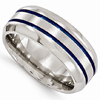 Edward Mirell 8mm Titanium Ring with Blue Anodized Grooves