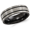 Edward Mirell 7mm Black Titanium Ring with Grooves and Gray Lines