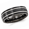 Edward Mirell 7mm Black and Gray Titanium Ring with Textured Lines