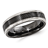 Edward Mirell 7.5mm Black Gray Titanium Grooved Ring Rounded Edges