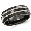 Edward Mirell 8mm Black Titanium Ring with Brushed Gray Stripes