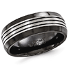 Edward Mirell 8mm Black Gray Titanium Ring with Grooves Beveled Edges