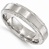 Edward Mirell Titanium 6mm Brushed Ring with Step Down Edges