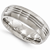 Edward Mirell Titanium 7mm Brushed Ring with Polished Grooves