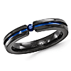 Edward Mirell 4mm Black Titanium Sapphire Ring Blue Anodized Groove