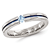 Edward Mirell 4mm Titanium Blue Topaz Ring with Blue Groove