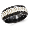 Edward Mirell 9mm Black Titanium Ring with Sterling Silver Chain Inlay