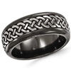 Edward Mirell 9mm Black Titanium Ring with Gray Titanium Tress Inlay