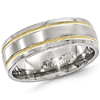 Edward Mirell 7mm Titanium Ring with 14k Gold Inlays and Milgrain