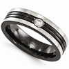 Edward Mirell Black and Gray Titanium 6mm Ring with Diamond