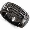 Edward Mirell Black Titanium 9.5mm Ring with Cables and Black Spinel