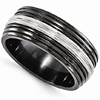 Edward Mirell Black Titanium 9mm Ring with Stainless Steel
