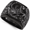 Edward Mirell Black Cast Titanium Signet Ring with Tribal Design