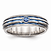Edward Mirell Titanium Blue Triple Groove Blue Sapphire Ring
