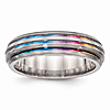 Edward Mirell Titanium Triple Groove Multi-color Anodized Ring