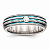 Edward Mirell Titanium Multicolor Groove White Sapphire Ring