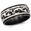 Edward Mirell 10mm Black Titanium Argentium Silver Ring with Thorns